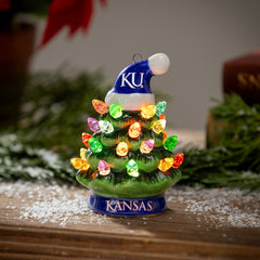 4" Mini LED Tabletop Christmas Tree, Set of 2, University of Kansas, Collegiate, Home