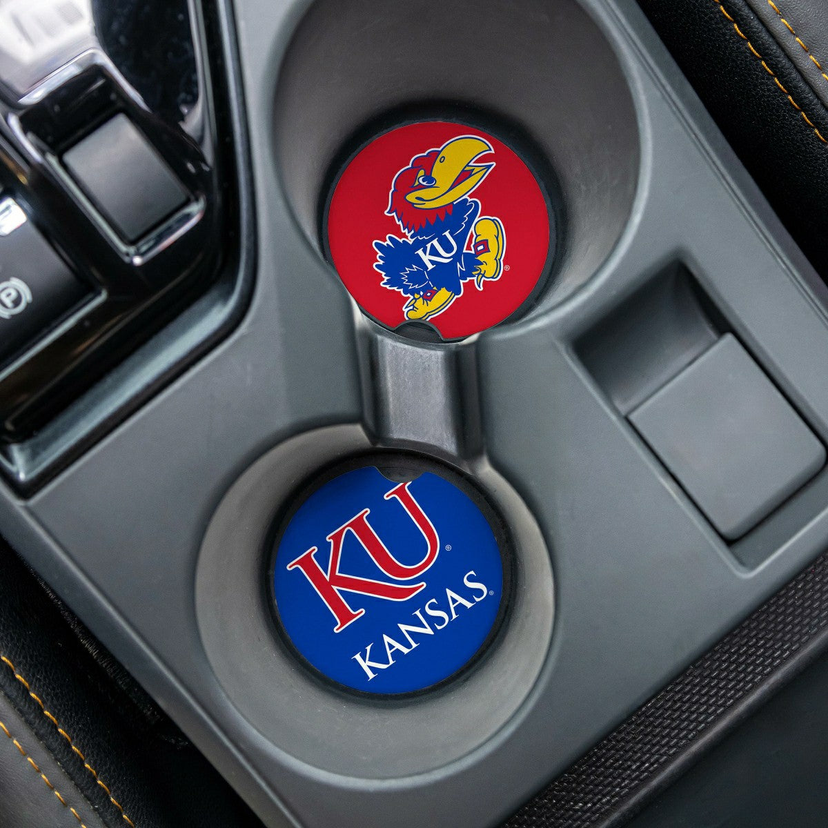 University of Kansas Car Coaster Set, 2pc, Collegiate, Home