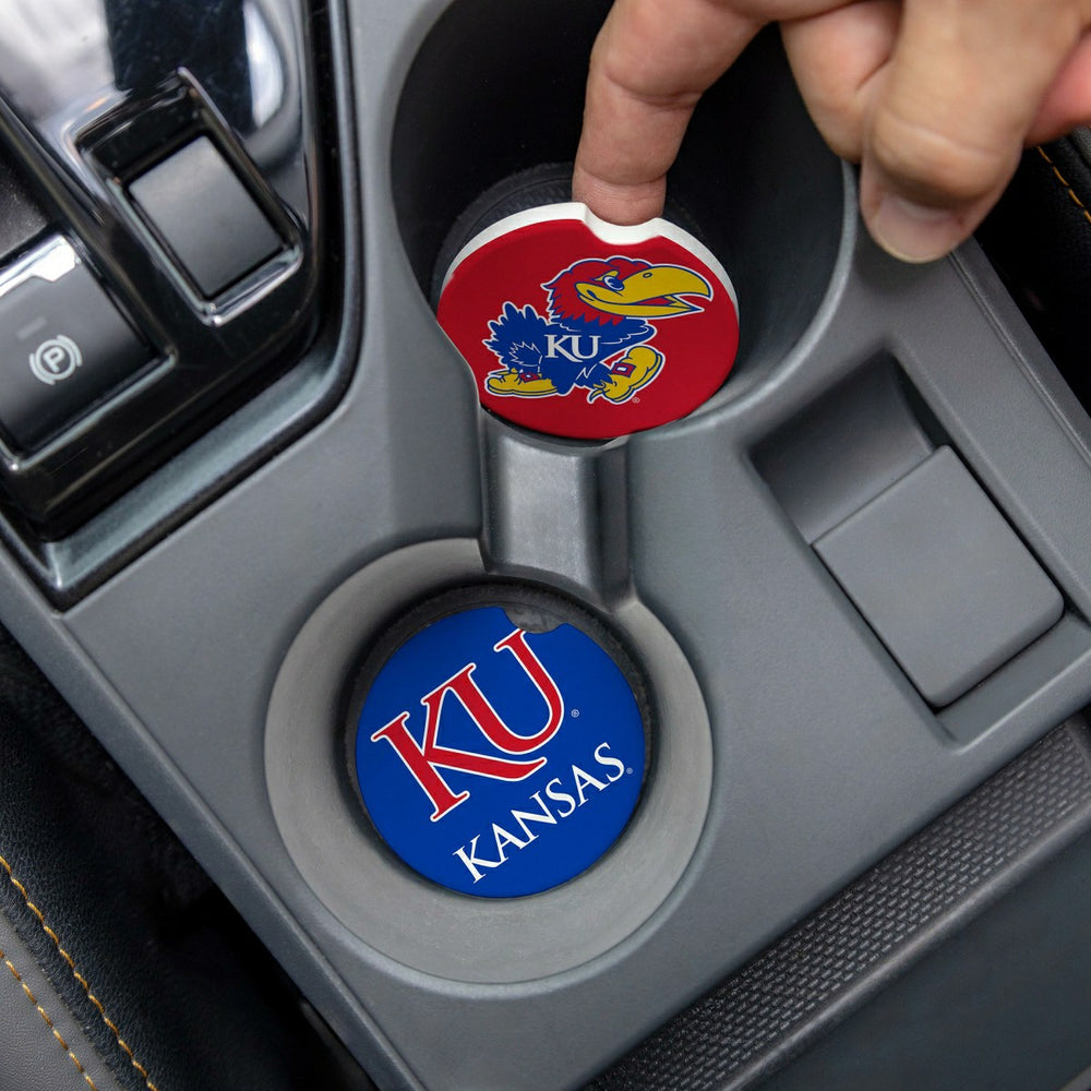 University of Kansas Car Coaster Set, 2pc, Collegiate, Home
