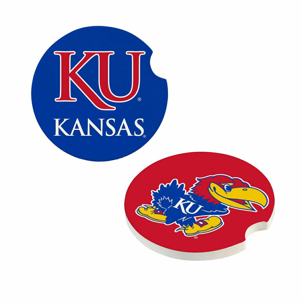 University of Kansas Car Coaster Set, 2pc, Collegiate, Home