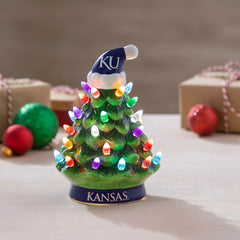 8" LED Ceramic Christmas Tree, University of Kansas, Collegiate, Home