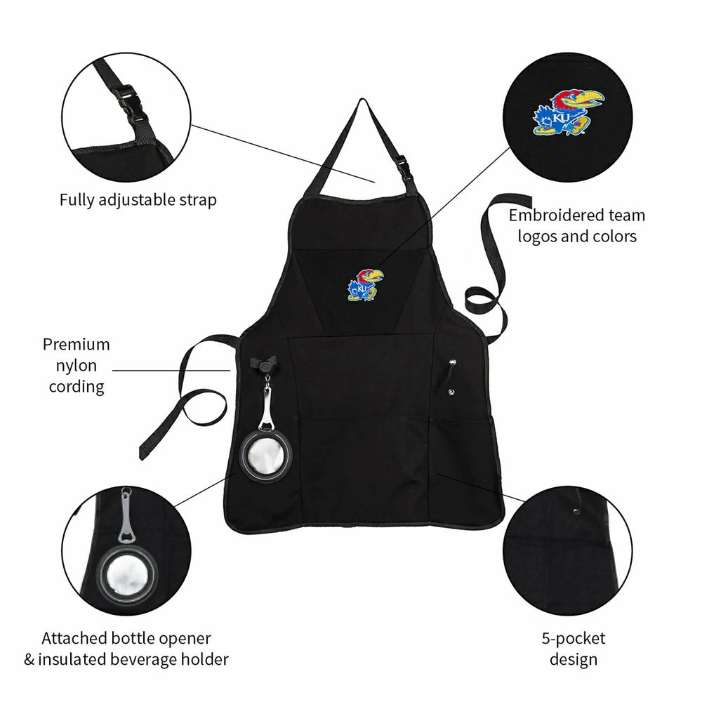 Grill Apron, Black, University of Kansas, Collegiate, Home