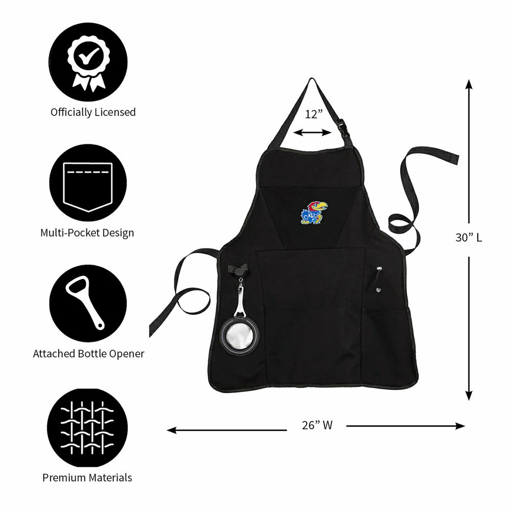 Grill Apron, Black, University of Kansas, Collegiate, Home