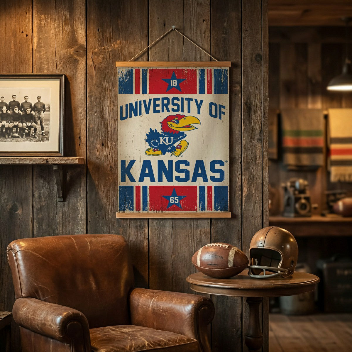 University of Kansas, Canvas Wall Tapestry, Medium, 36x24, Collegiate, Home