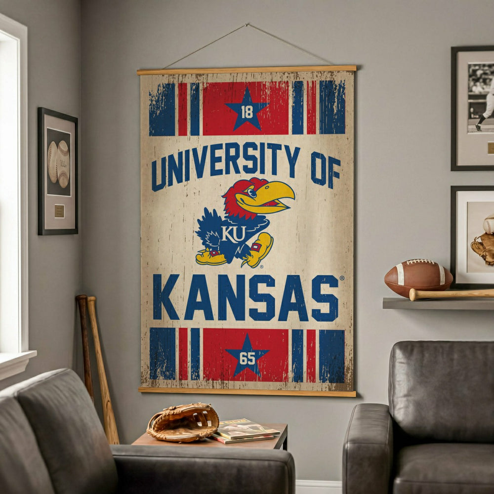 University of Kansas, Canvas Wall Tapestry, Large, 54x36, Collegiate, Home