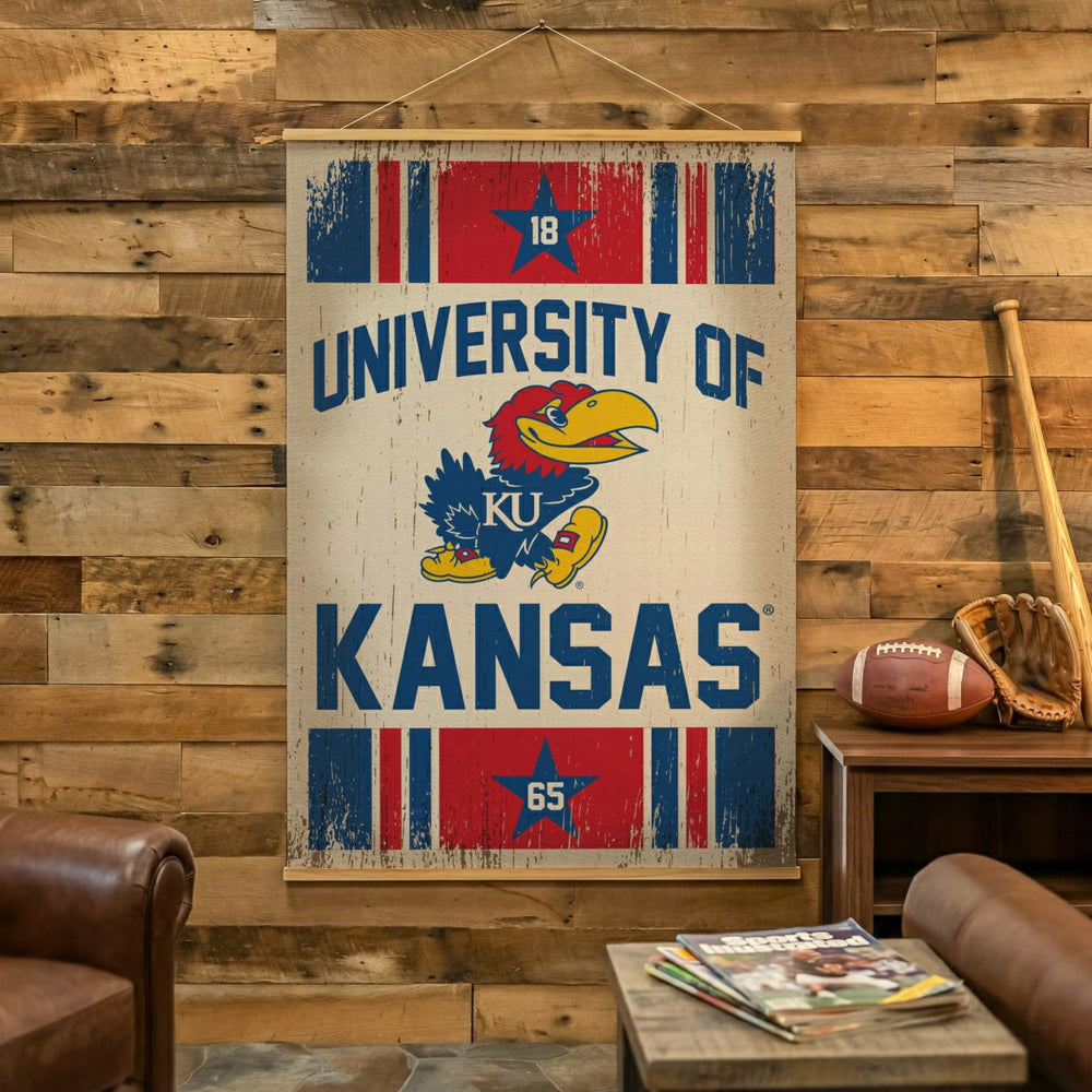 University of Kansas, Canvas Wall Tapestry, Large, 54x36, Collegiate, Home