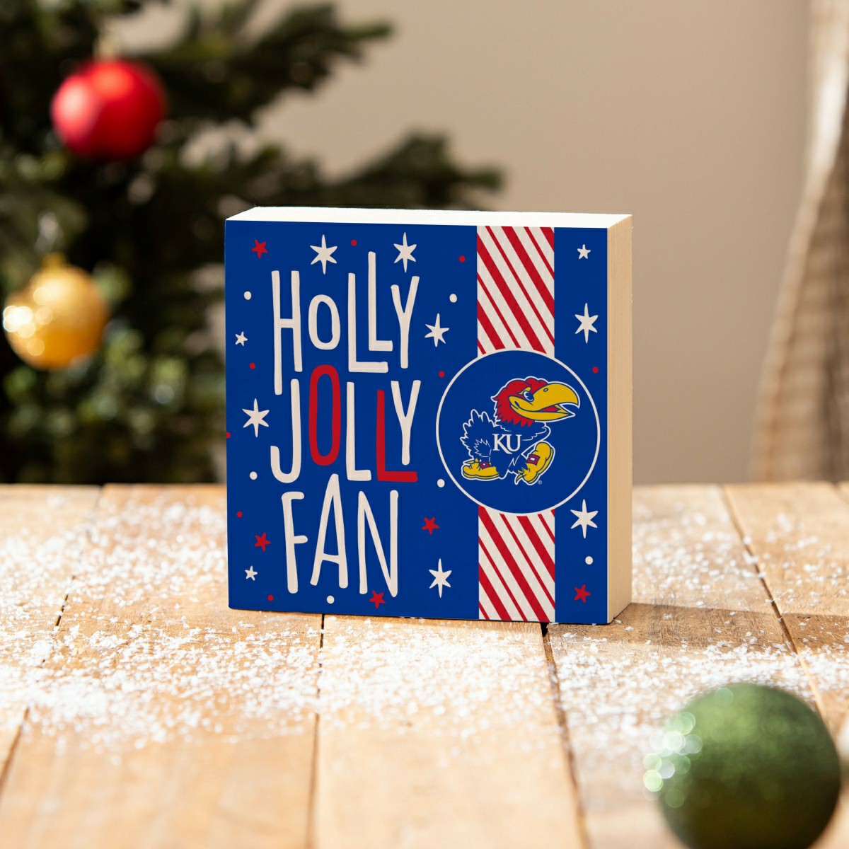 University of Kansas Block, Holiday, 6x6, Collegiate, Home