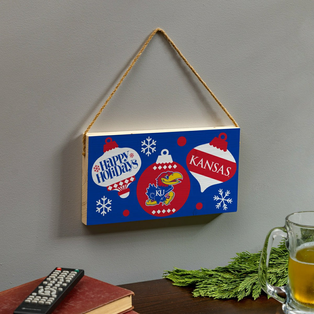 University of Kansas Holiday Wood Wall Sign, 6x11, Collegiate, Home