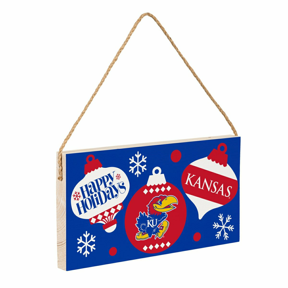 University of Kansas Holiday Wood Wall Sign, 6x11, Collegiate, Home