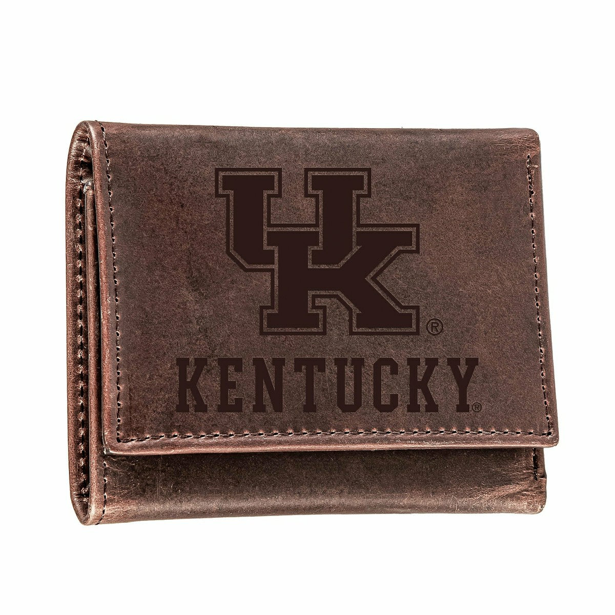 University of Kentucky, Tri-Fold Wallet, Brown, CH, 100% Genuine Leath, Collegiate, Home