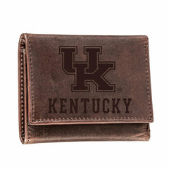University of Kentucky, Tri-Fold Wallet, Brown, CH, 100% Genuine Leath, Collegiate, Home