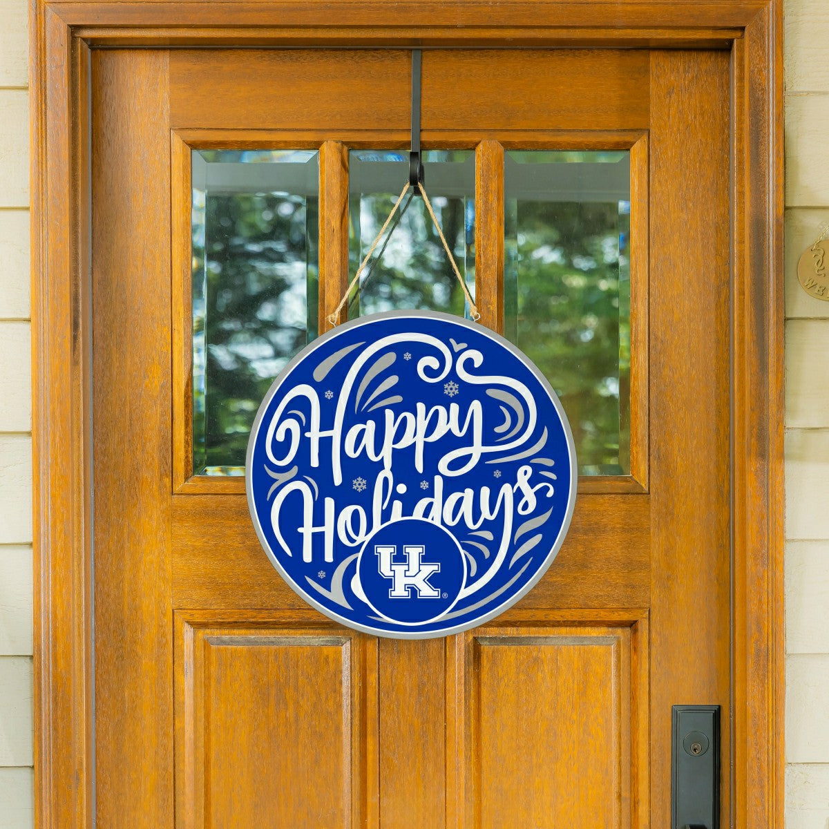University of Kentucky Holiday Round Door Décor with Hanging Rope, 18x, Collegiate, Home