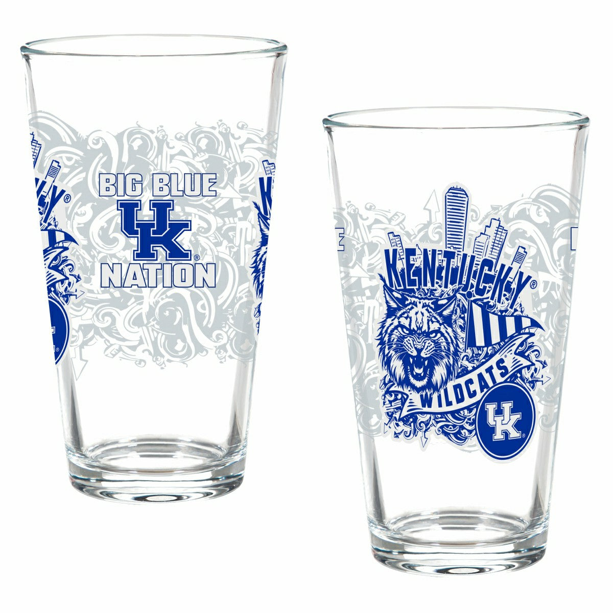 University of Kentucky 16oz Glass pint, Set of 2, Collegiate, Home