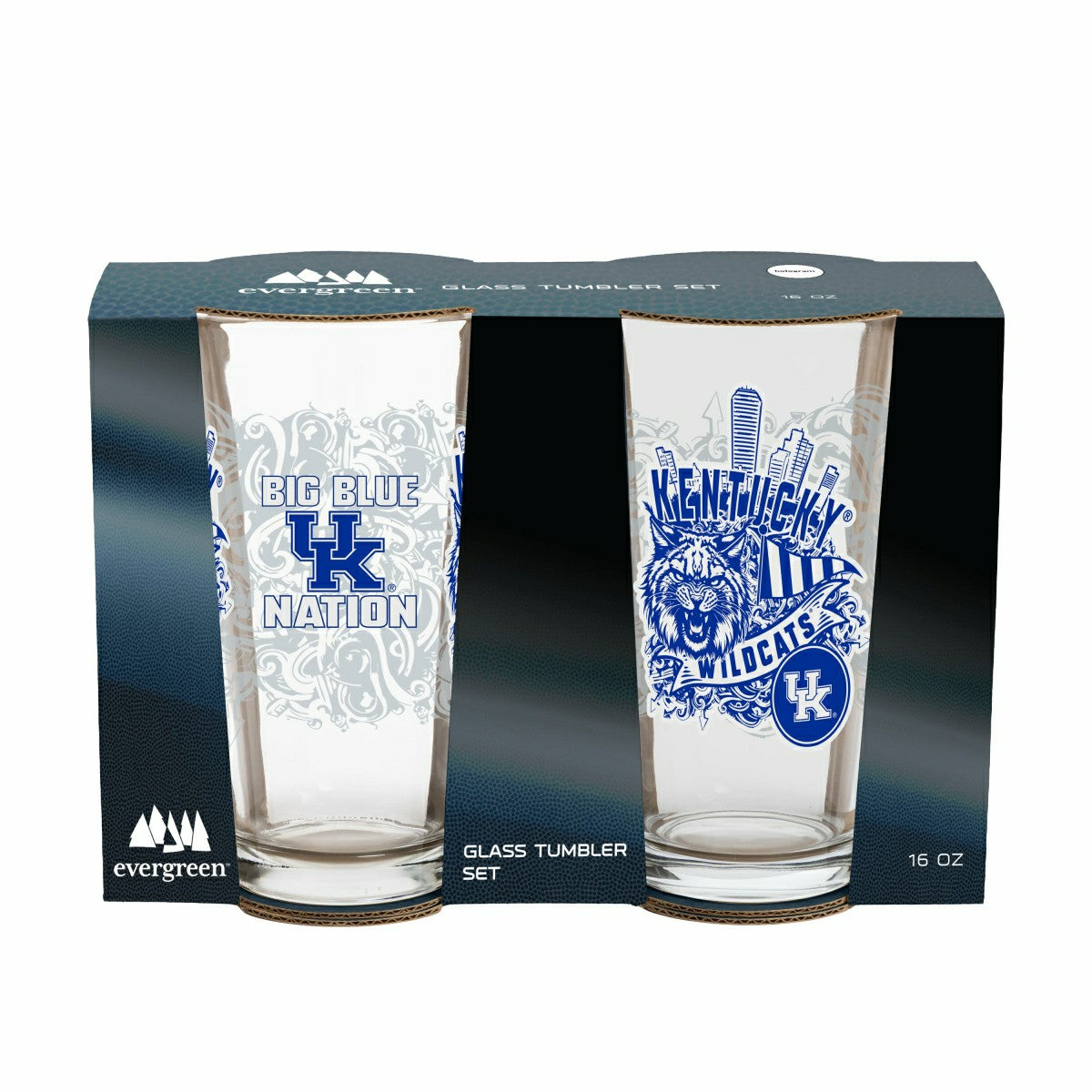 University of Kentucky 16oz Glass pint, Set of 2, Collegiate, Home