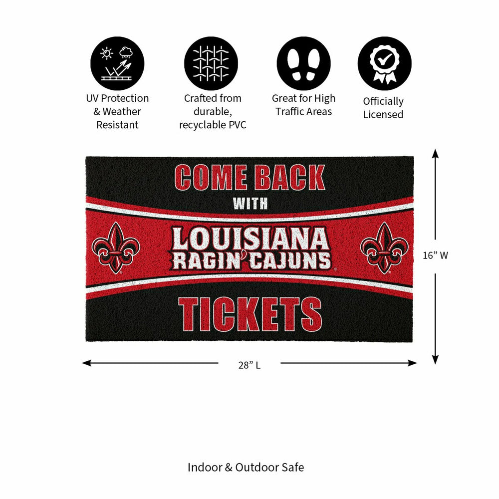 28" x 16" PVC Trapper Mat, Come Back with Tickets, University of Louis, Collegiate
