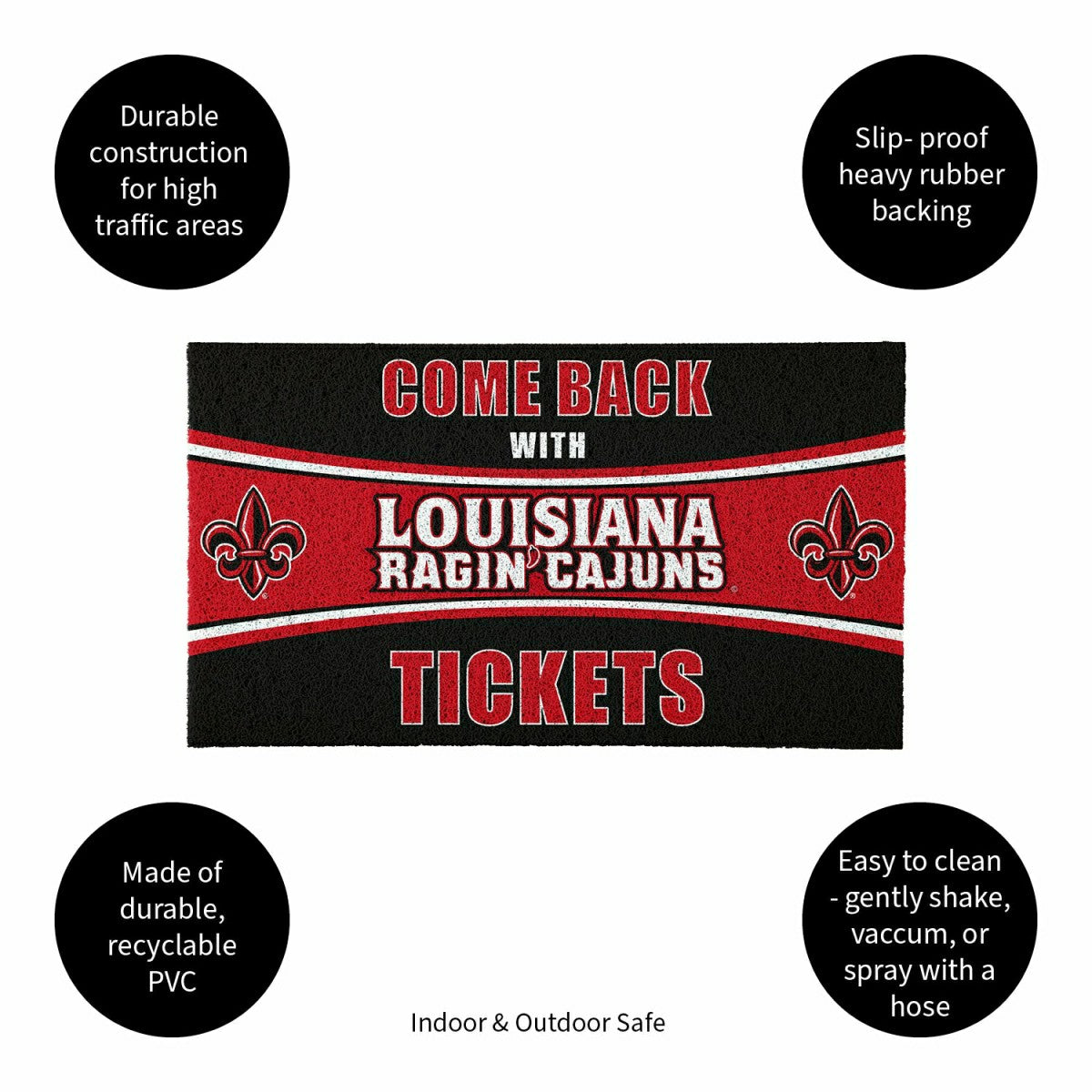 28" x 16" PVC Trapper Mat, Come Back with Tickets, University of Louis, Collegiate