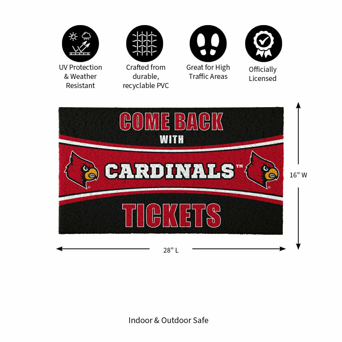 28" x 16" PVC Trapper Mat, Come Back with Tickets, University of Louis, Collegiate