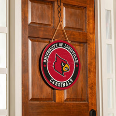 University of Louisville Round Door Décor with Hanging Rope, 18x18, Collegiate, Home