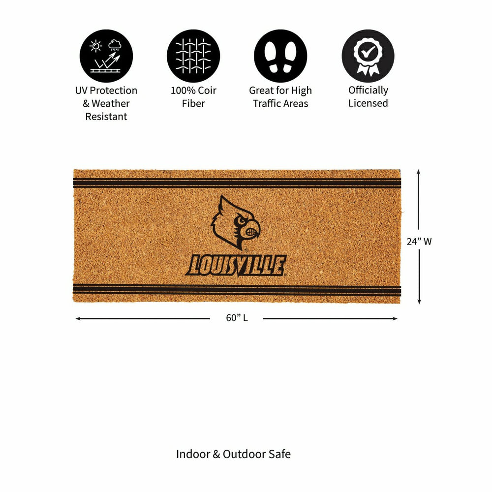 University of Louisville Extra Large One Color Coir Mat, 60"x24", Collegiate