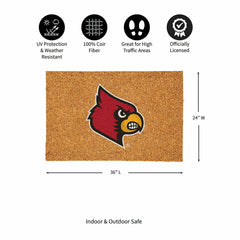 University of Louisville Large Full Color Coir Mat, 36"x24", Collegiate