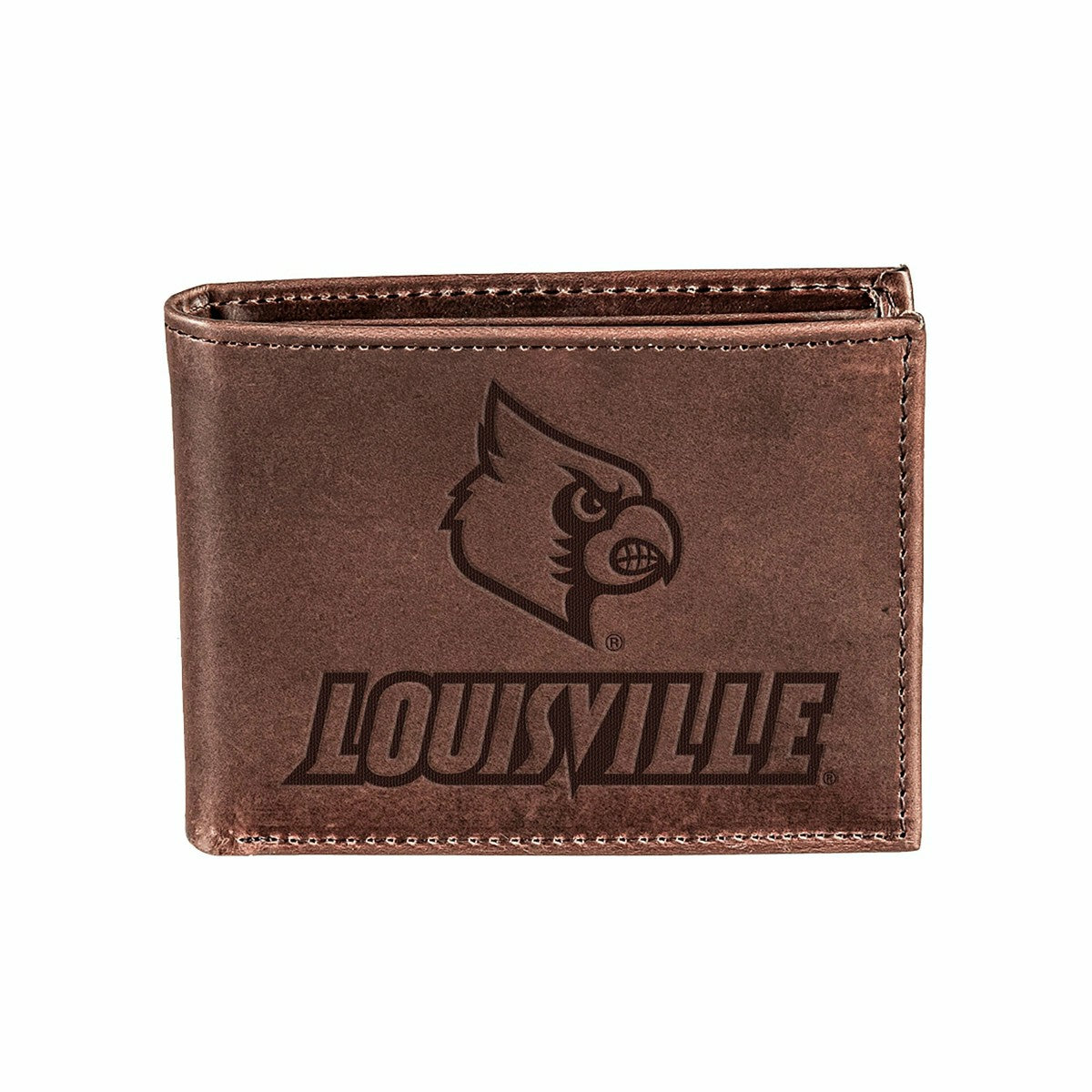 University of Louisville, Bi-Fold Wallet, Brown, CH, 100% Genuine Leat, Collegiate, Home