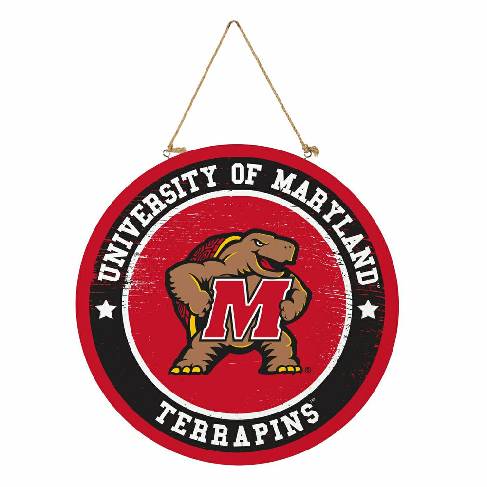 University of Maryland Round Door Décor with Hanging Rope, 18x18, Collegiate, Home