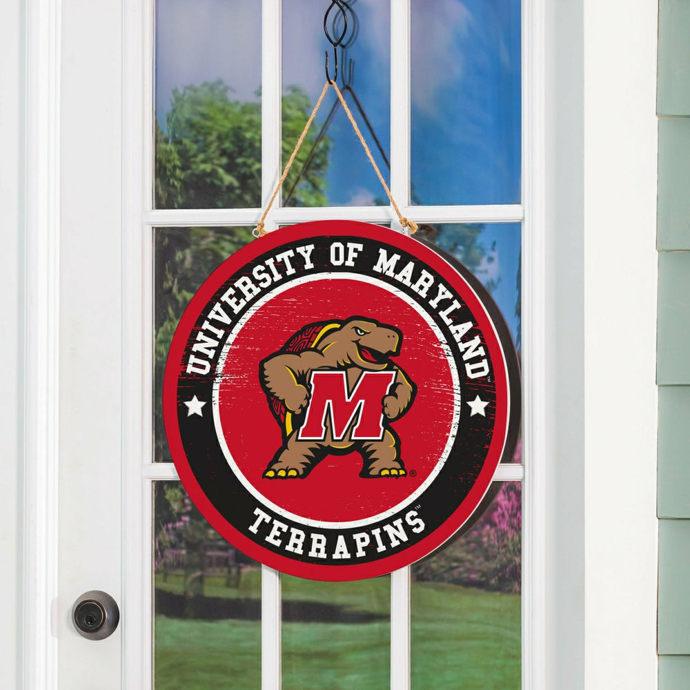 University of Maryland Round Door Décor with Hanging Rope, 18x18, Collegiate, Home