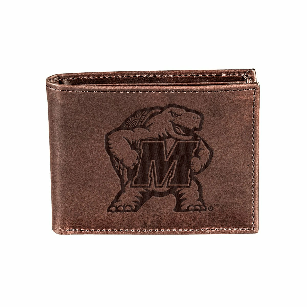 University of Maryland, Bi-Fold Wallet, Brown, CH, 100% Genuine Leathe, Collegiate, Home