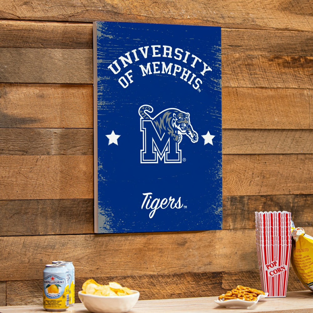 University of Memphis Wood Wall Sign, 16x24, Collegiate, Home