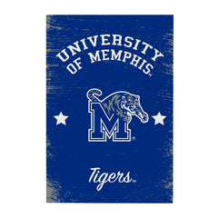 University of Memphis Wood Wall Sign, 16x24, Collegiate, Home