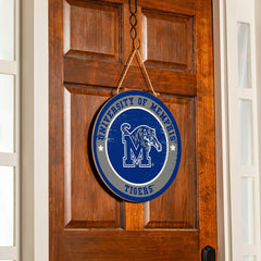 University of Memphis Round Door Décor with Hanging Rope, 18x18, Collegiate, Home