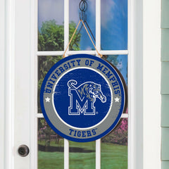 University of Memphis Round Door Décor with Hanging Rope, 18x18, Collegiate, Home