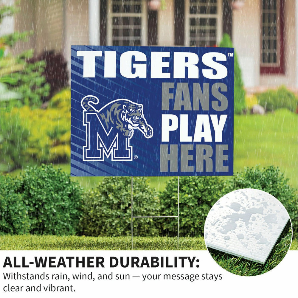 University of Memphis Coroplast Yard Sign "Fans Play Here", Collegiate, Home