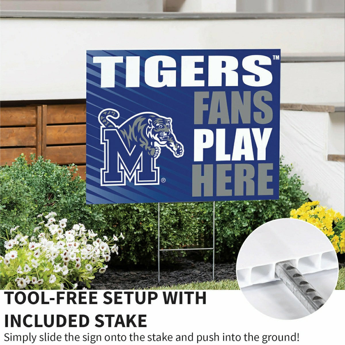 University of Memphis Coroplast Yard Sign "Fans Play Here", Collegiate, Home