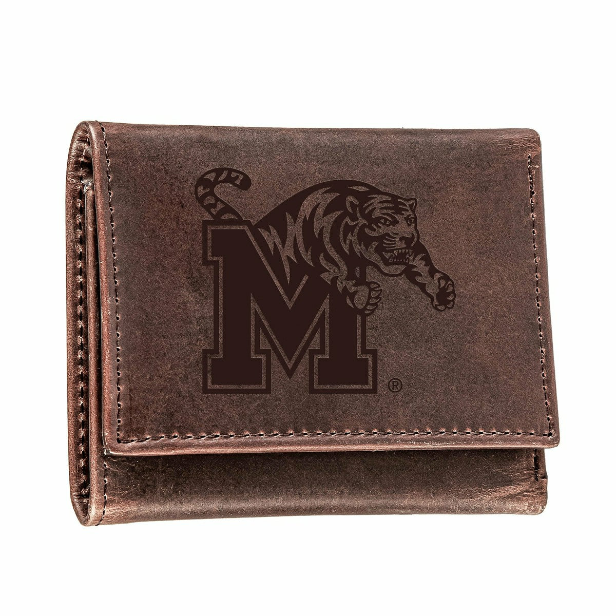 University of Memphis, Tri-Fold Wallet, Brown, CH, 100% Genuine Leathe, Collegiate, Home