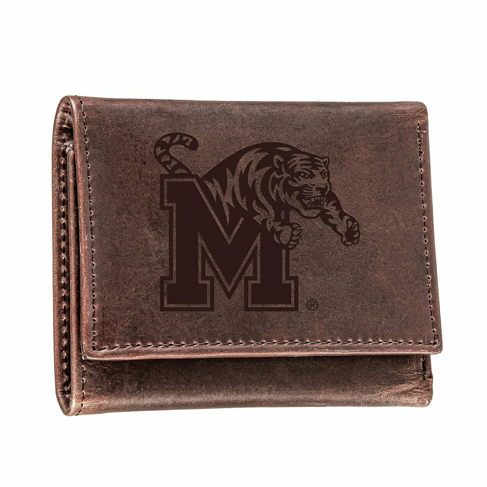 University of Memphis, Tri-Fold Wallet, Brown, CH, 100% Genuine Leathe, Collegiate, Home