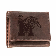 University of Memphis, Tri-Fold Wallet, Brown, CH, 100% Genuine Leathe, Collegiate, Home