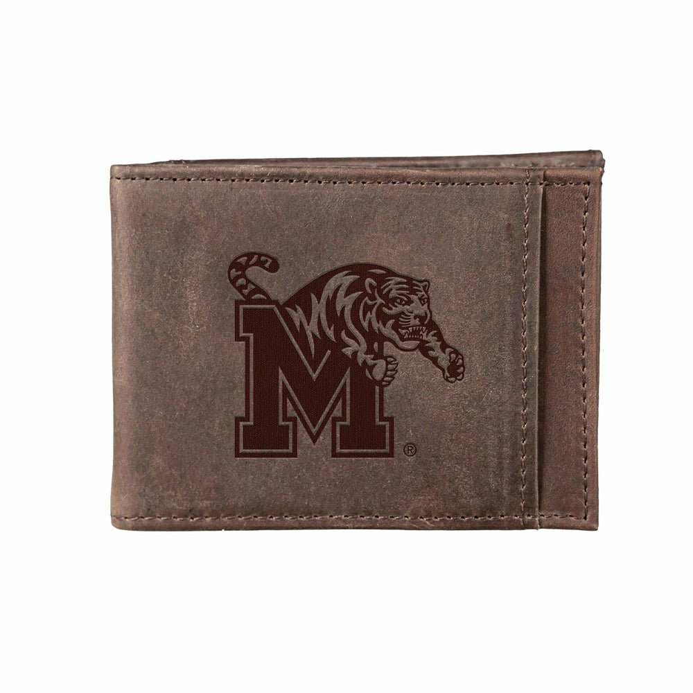 Front Pocket Wallet w/ RFID Blocking, University of Memphis, Brown, Collegiate, Home