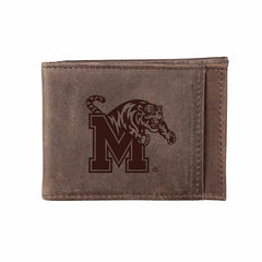 Front Pocket Wallet w/ RFID Blocking, University of Memphis, Brown, Collegiate, Home