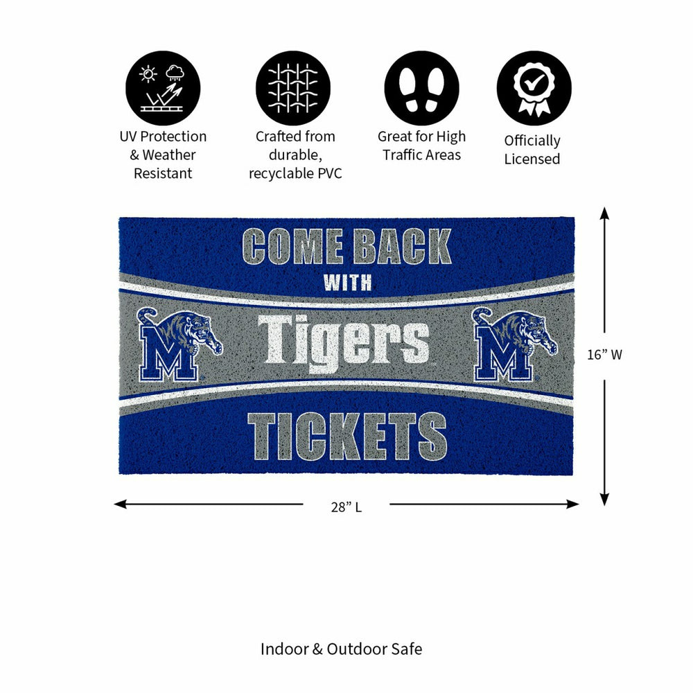 28" x 16" PVC Trapper Mat, Come Back with Tickets, University of Memph, Collegiate