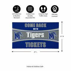 28" x 16" PVC Trapper Mat, Come Back with Tickets, University of Memph, Collegiate