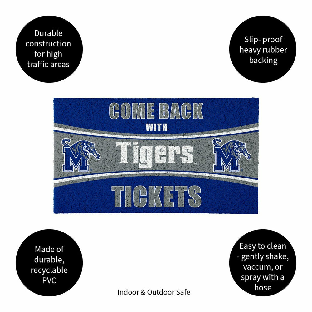 28" x 16" PVC Trapper Mat, Come Back with Tickets, University of Memph, Collegiate