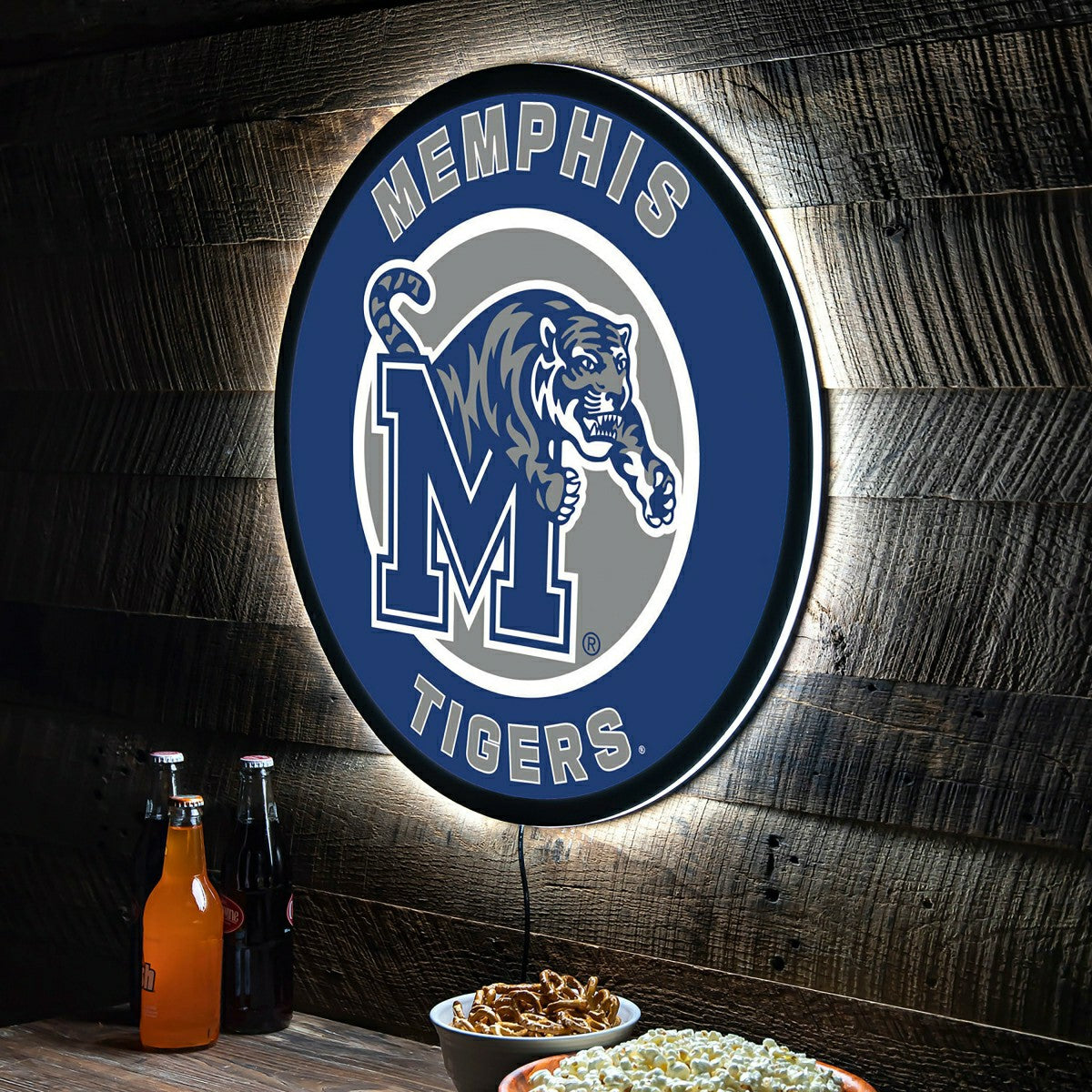 LED Wall Decor, Round, University of Memphis, Collegiate, Home