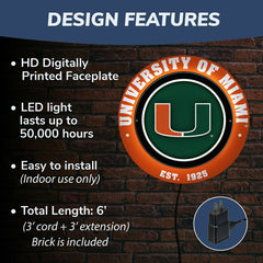 University of Miami, Metal Lite, Round, Collegiate