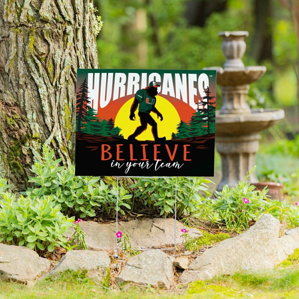 University of Miami Yard Sign, Bigfoot, Collegiate, Home