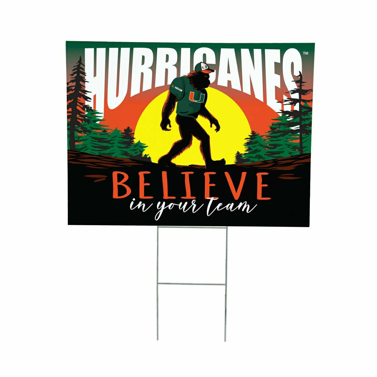 University of Miami Yard Sign, Bigfoot, Collegiate, Home
