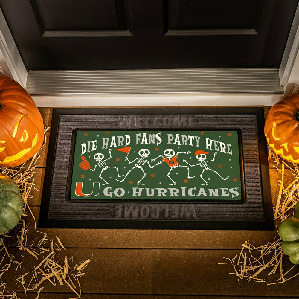 University of Miami Flocked Coir Halloween Sassafras Switch Mat, 22"x1, Collegiate