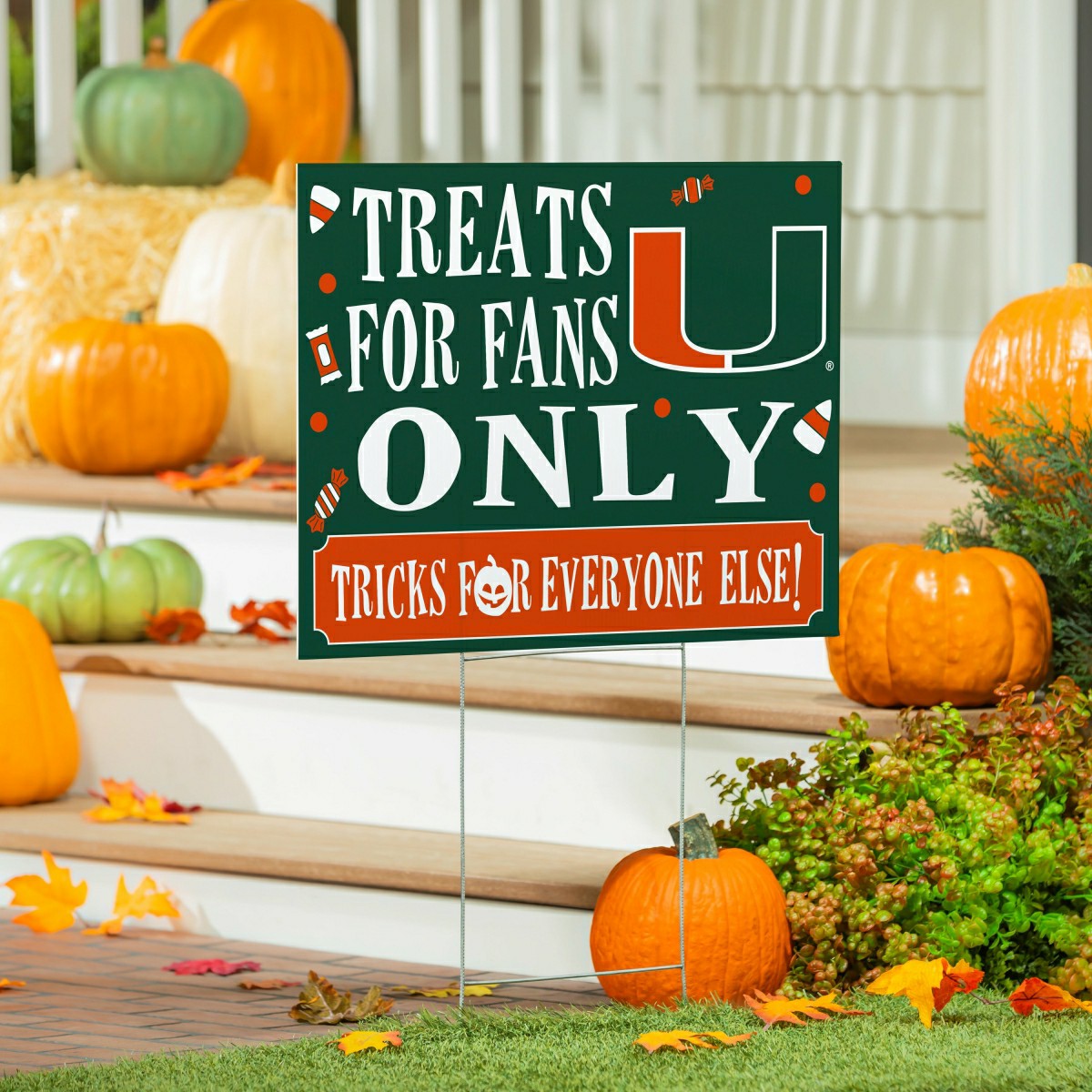 University of Miami Yard Sign, Halloween Treats for Fans, Collegiate, Home