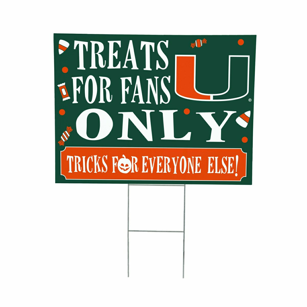 University of Miami Yard Sign, Halloween Treats for Fans, Collegiate, Home