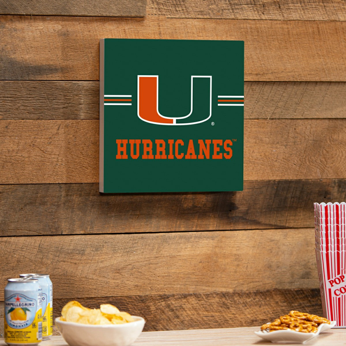 University of Miami Wood Wall Sign, 12x12, Collegiate, Home